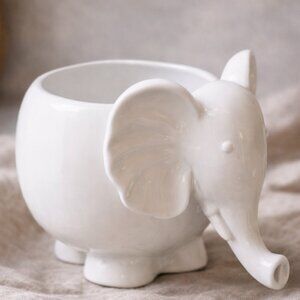 NWT Vintage Elephant Flower Succulent Cactus Planter Tea Napkin Matches Holder